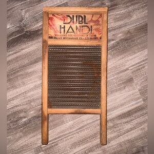 Antique Dubl Handi Columbus Washboard Co. 18” Wood and Metal